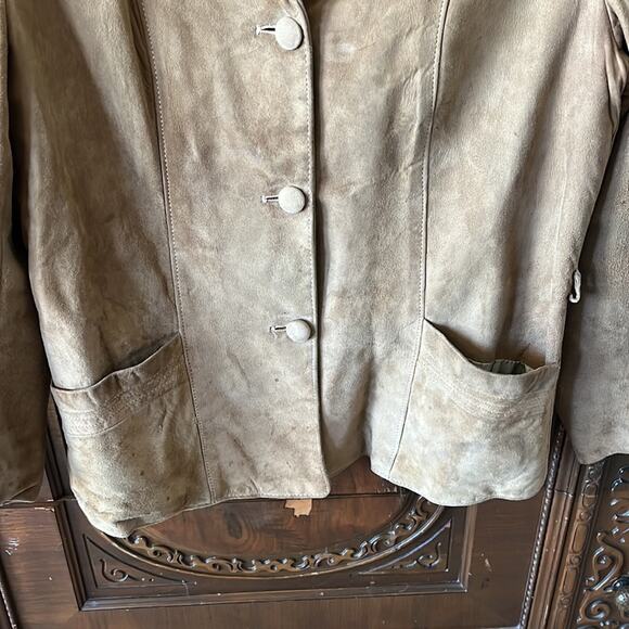 Vntg Boho 70’s Lady California tan suede Penny Lane western festival jacket. - Picture 4 of 11